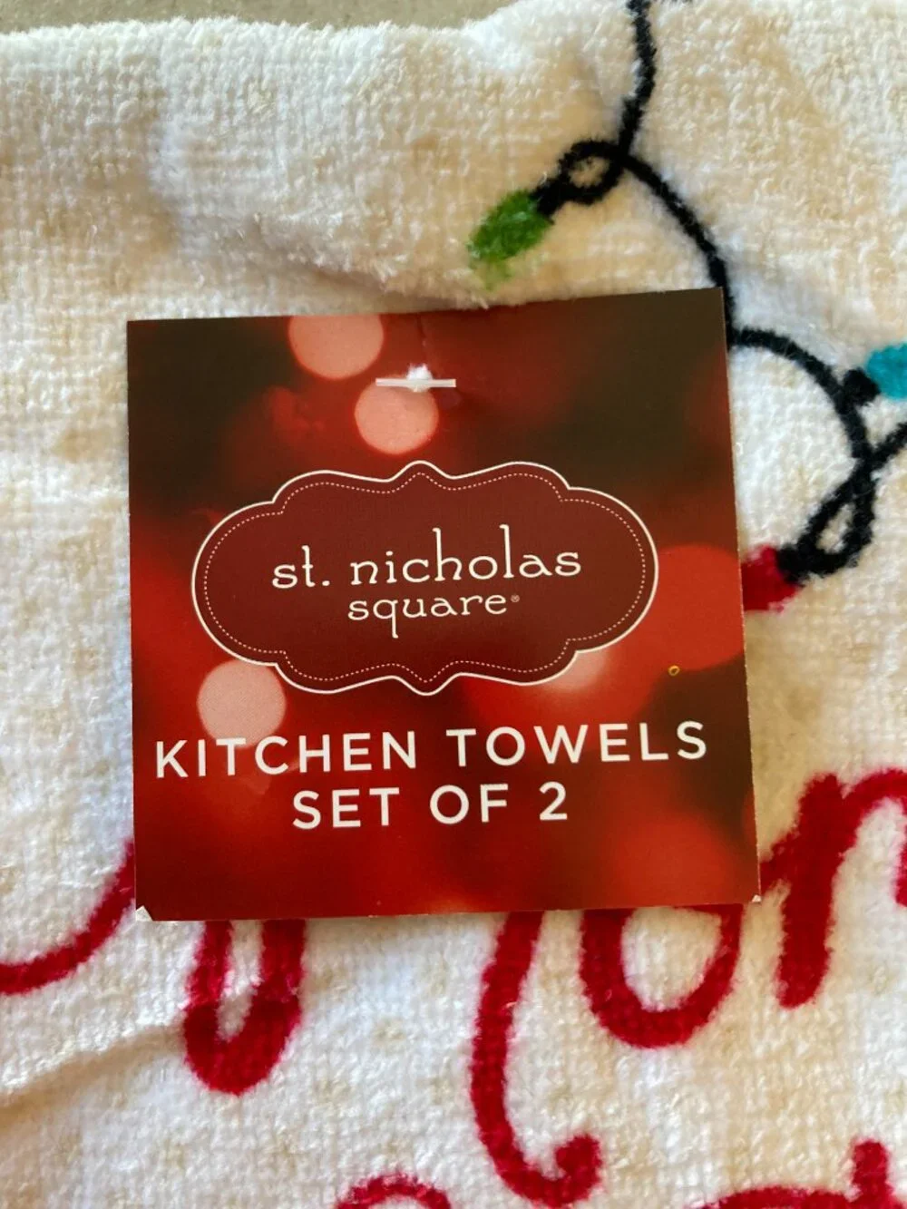 NEW Kitchen Towels Santa Wine Theme St. Nicholas Square/Design Imports